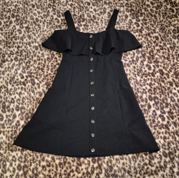 Rosie Harlow Black Ruffle Dress XS Like New - Picture 3 of 10